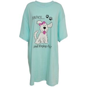 Metropolitan Women's Dog Paws...And Enjoy Life Sleep Shirt in Blue, XL